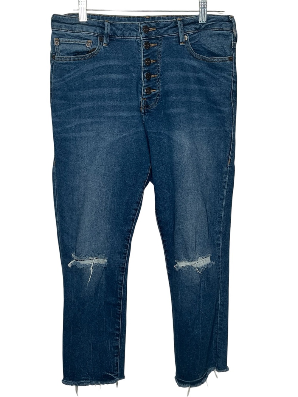 True Religion Star Exposed Fly Jeans Size 32 Distressed Raw Edge Hems